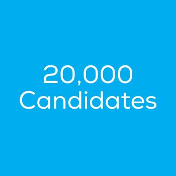 Blue square with 20,000 candidates