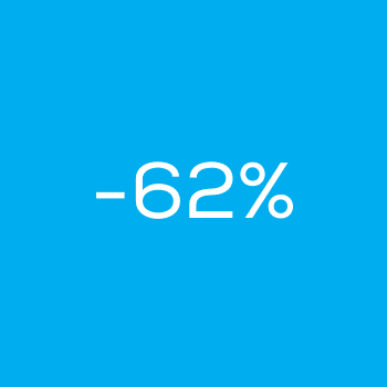 Blue square with -62%
